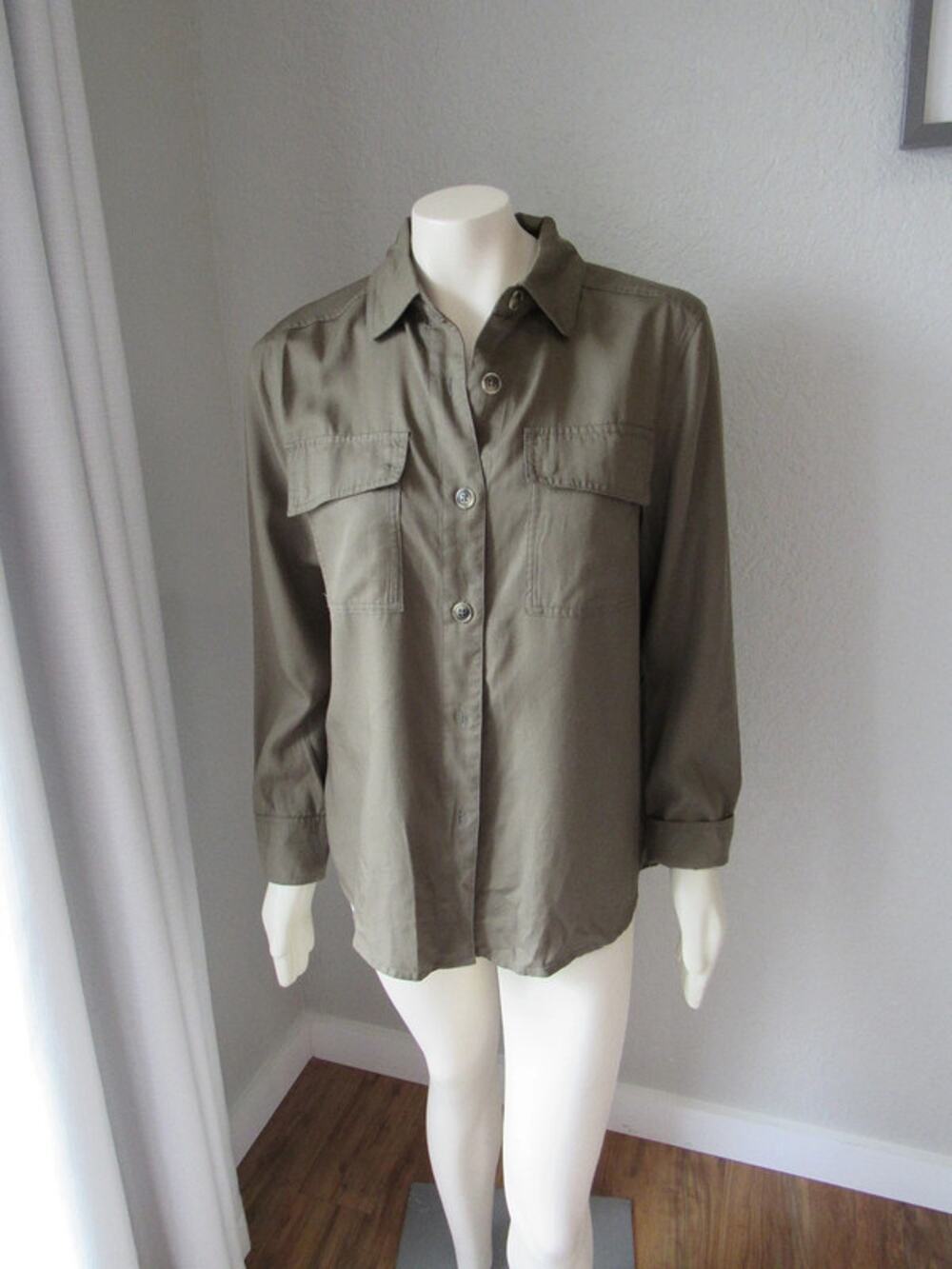 Martha by Martha Stewart Olive Collared Shirt